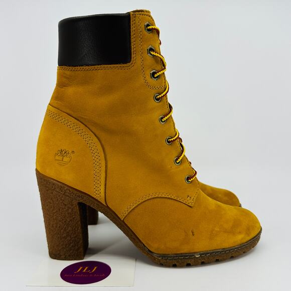 Timberland Women's Glancy 6-Inch Wheat Nubuck Heeled Booties 8715A Size 6.5 - Picture 1 of 11